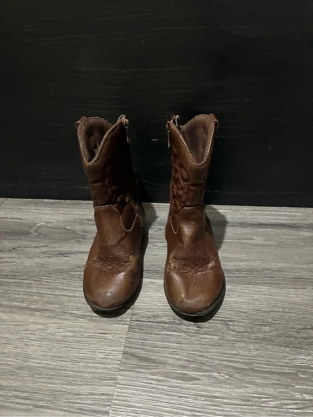 Cat & Jack Brown Kids Western Zip Booties